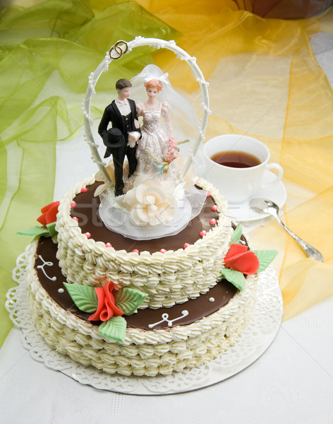 Wedding cake sposa lo sposo donna party Coppia Foto d'archivio © Hochwander