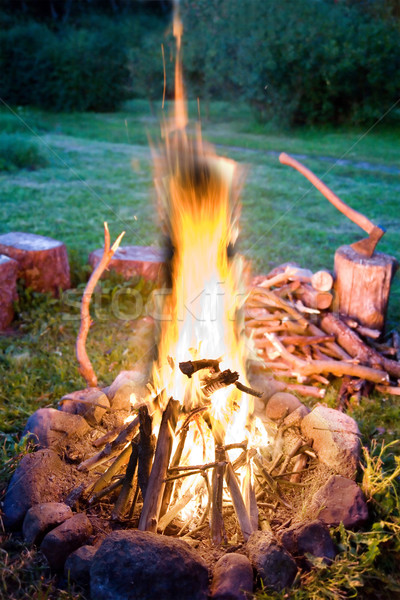 Ognia łące drugi plan topór Zdjęcia stock © Hochwander