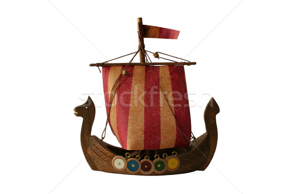 Zdjęcia stock: Model · wiking · łodzi · odizolowany · biały · drewna