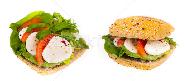 Zdrowych kanapkę dwa zdjęć odizolowany Zdjęcia stock © Hochwander