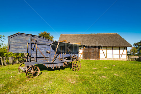 Old rural barn in Poland and threshing-machine- XIXth century Stock photo © Hochwander