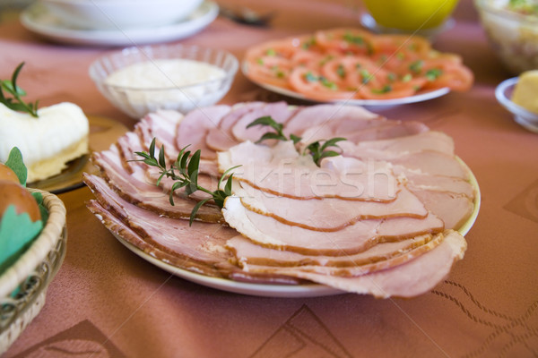 Stockfoto: Pasen · ontbijt · ham · voedsel · diner