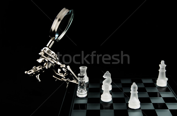 Cam satranç mat mekanik oyuncu arka plan Stok fotoğraf © Hochwander