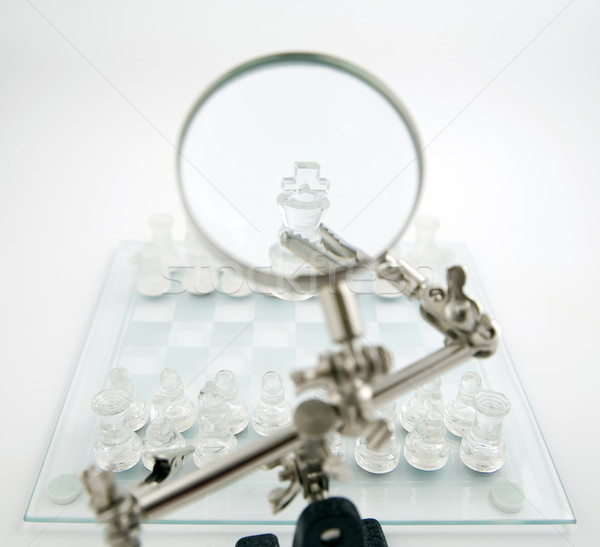 Vetro scacchi terzo mano sfondo nero Foto d'archivio © Hochwander