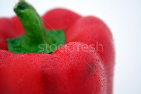 Piros paprika közelkép vízcseppek étel vacsora eszik Stock fotó © Hochwander