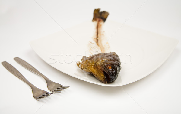 Fisch Kopf Schwanz Symbol Elend Abendessen Stock foto © Hochwander