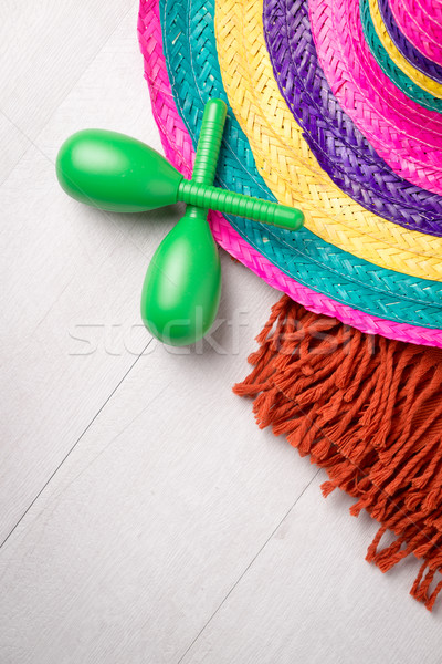 Mexican sombrero drewna koc pary lata Zdjęcia stock © homydesign