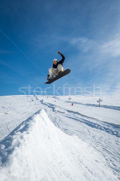 スノーボーダー ジャンプ 青空 ジャンプ スポーツ 雪 ストックフォト © homydesign