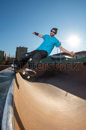 BMX Bike Stunt Wall Ride Stock photo © homydesign