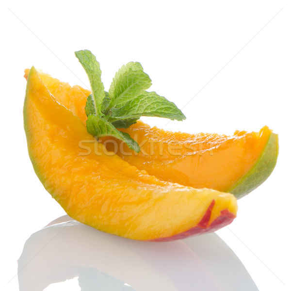 Mango meyve dilimleri beyaz yeşil Stok fotoğraf © homydesign