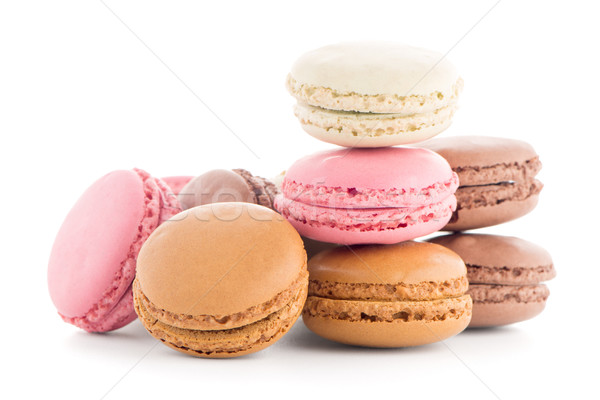 Сток-фото: красочный · французский · macarons · белый · продовольствие · кофе