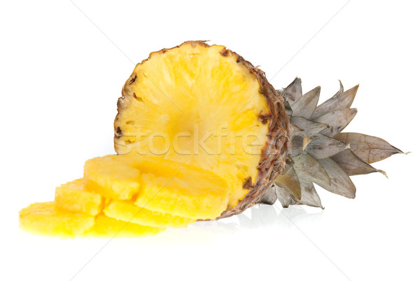 商業照片: 成熟 · 菠蘿 · 片 · 孤立 · 白 · 性質