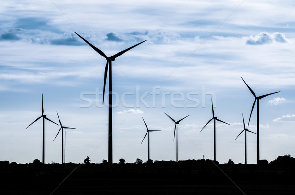 Group of mills for electric power generation Stock photo © homydesign
