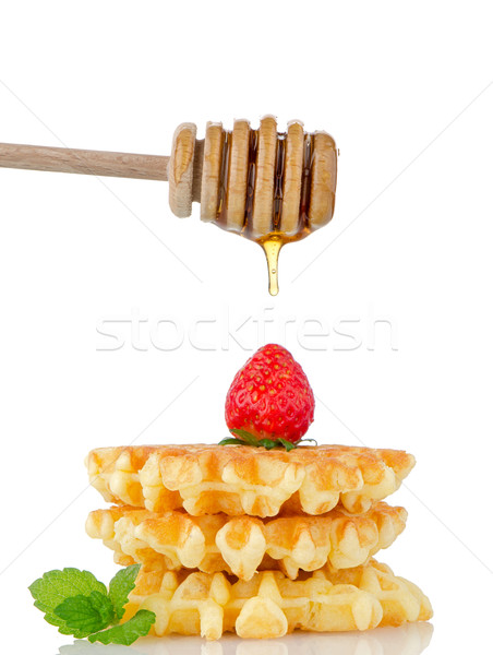 Waffles and strawberry Stock photo © homydesign