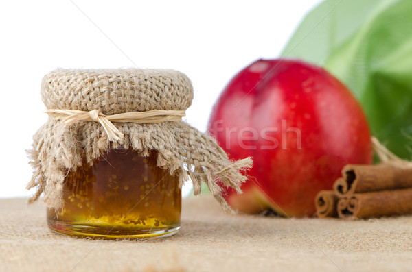 Perzik jam vruchten kaneel voedsel gezondheid Stockfoto © homydesign