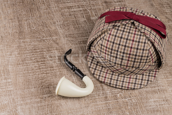 Sherlock Hat and Tobacco pipe Stock photo © homydesign