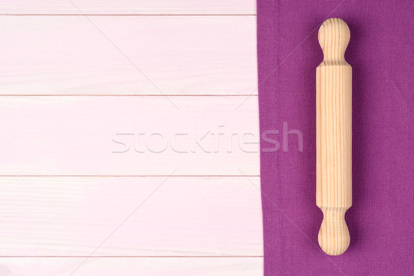 Kitchenware on purple towel Stock photo © homydesign