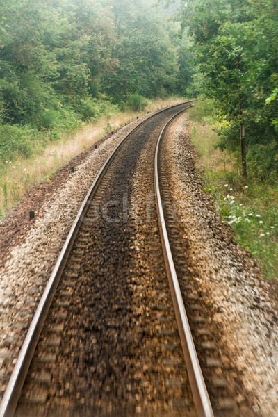 Eisenbahn Länge Zug Punkt Ansicht grünen Stock foto © homydesign