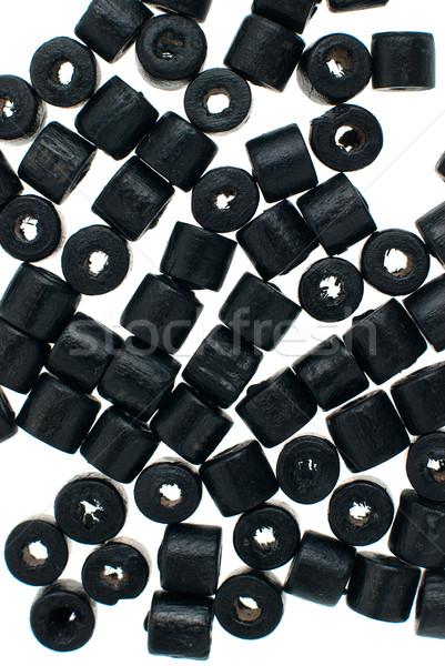 Zwarte kralen ketting houten achtergronden Stockfoto © homydesign