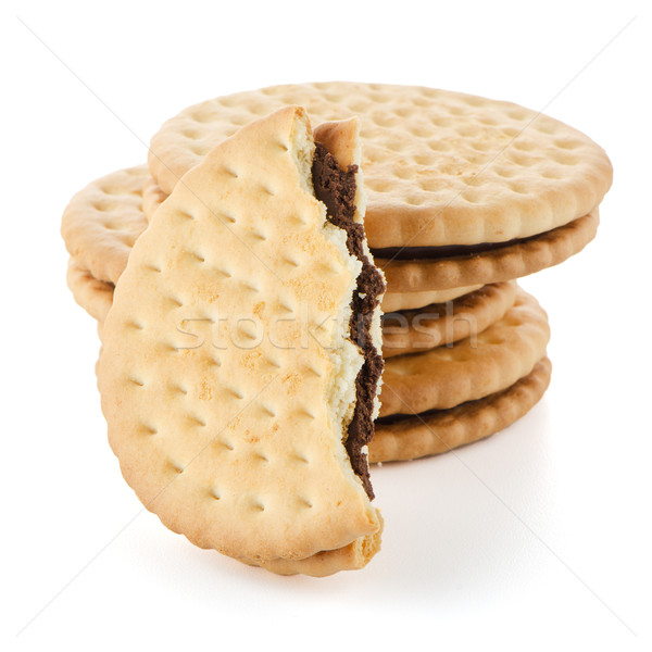 Foto stock: Sándwich · galletas · chocolate · relleno · blanco · roto