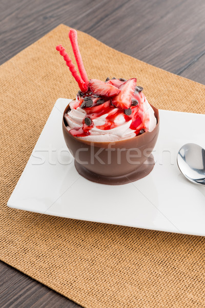 Strawberry and chocolate pastry mousse Stock photo © homydesign