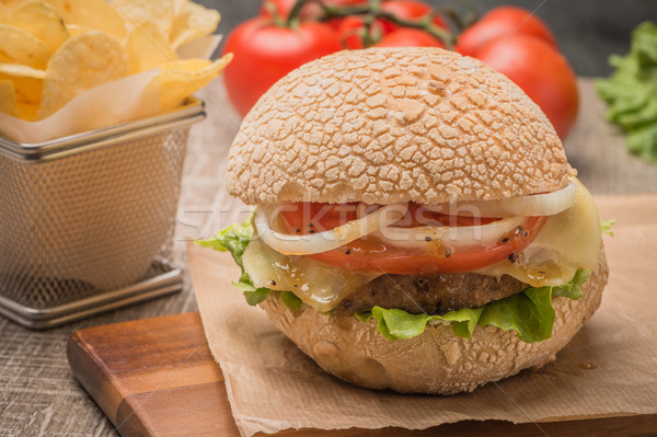 Homemade veggie burger Stock photo © homydesign