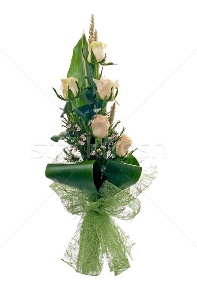 Palid galben trandafir buchet izolat alb Imagine de stoc © homydesign