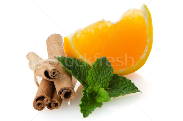 Egy narancs rész izolált fehér étel Stock fotó © homydesign