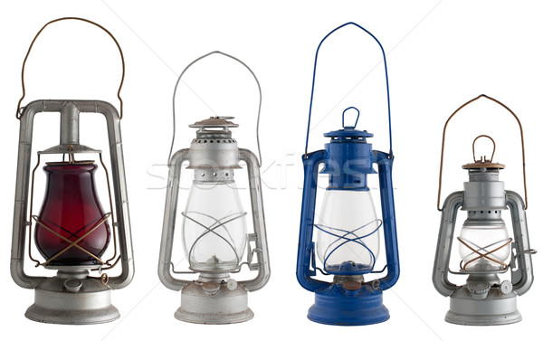 Oude lantaarns geïsoleerd glas Blauw Rood Stockfoto © homydesign