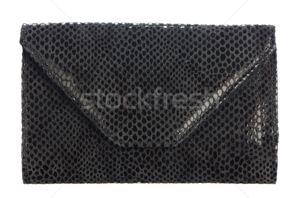 Schwarz Leder Geldbörse isoliert weiß Geld Stock foto © homydesign