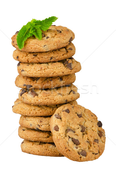 Chocolate cookies with mint leaves Stock photo © homydesign