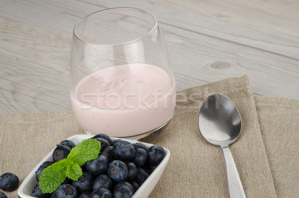 Yogurt with fresh blueberries Stock photo © homydesign