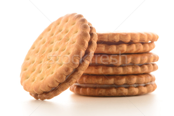 Sándwich galletas vainilla relleno blanco desayuno Foto stock © homydesign