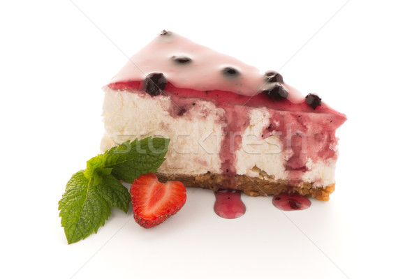 Sajttorta szelet fehér étel torta piros Stock fotó © homydesign
