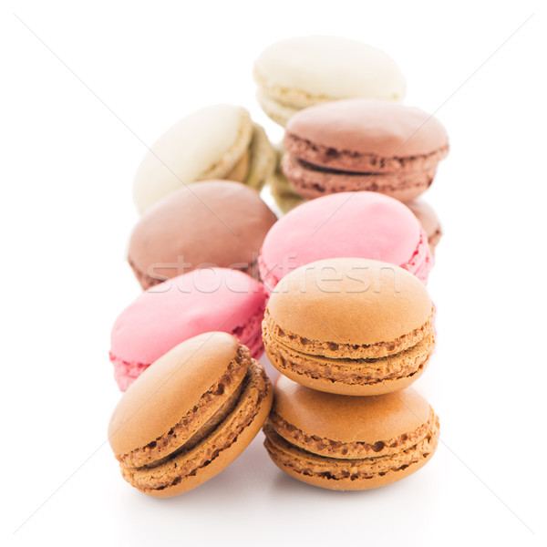 Stok fotoğraf: Renkli · fransız · macarons · beyaz · gıda · kahve