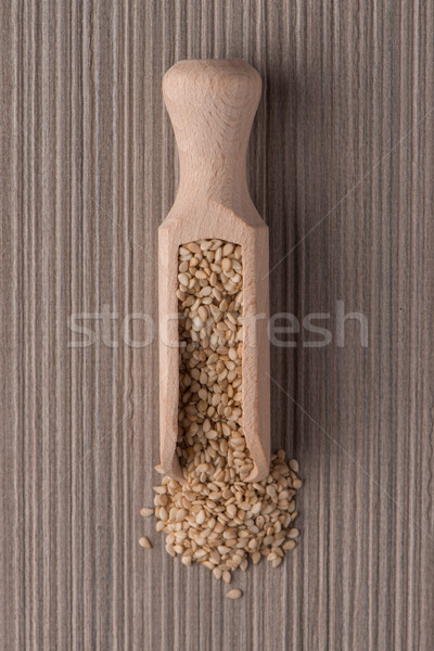 Holz schöpfen Sesam top Ansicht beige Stock foto © homydesign