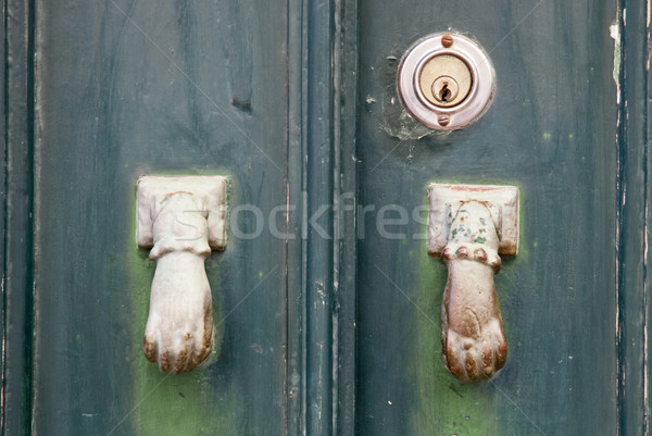 Stock foto: Tür · Knopf · alten · Holz · home · Sicherheit