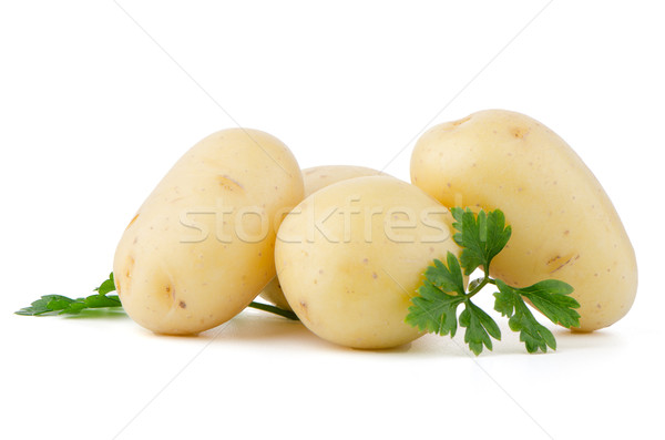 Neue Kartoffeln grünen Petersilie isoliert weiß Stock foto © homydesign