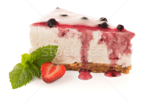 Sajttorta szelet fehér étel torta piros Stock fotó © homydesign