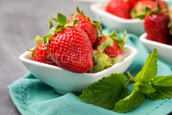 Appetizing strawberry in the bowl Stock photo © homydesign
