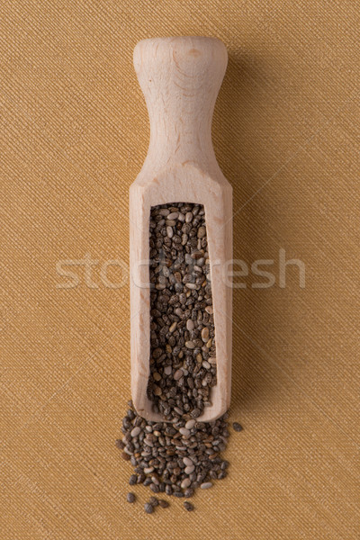 Wooden scoop with chia seeds Stock photo © homydesign