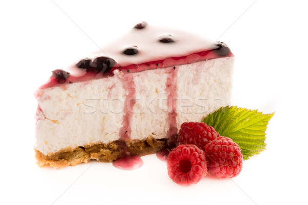 Bolo de queijo fatia branco comida bolo vermelho Foto stock © homydesign