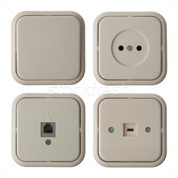 Four wall mounted electrical plates Stock photo © homydesign