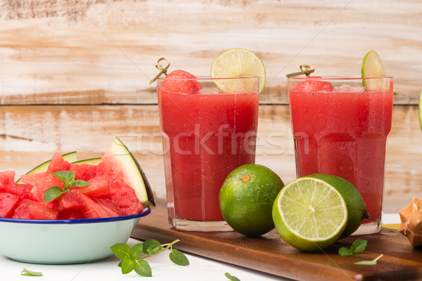Wassermelone Kalk mint Essen Glas Eis Stock foto © homydesign