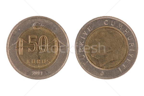 50 turks munt geïsoleerd witte geld Stockfoto © homydesign