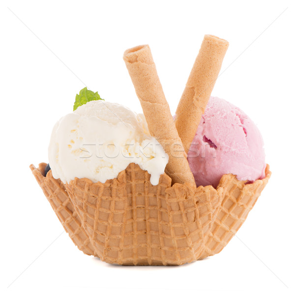 冰淇淋 晶圓 碗 白 食品 巧克力 商業照片 © homydesign