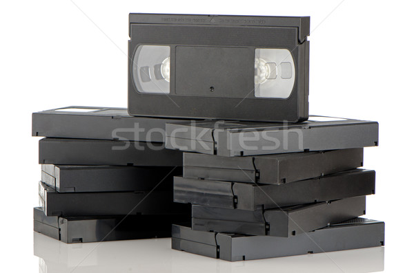 Stock photo: Pile of videotapes