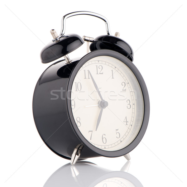 Foto stock: Antiquado · despertador · branco · mão · fundo · tempo