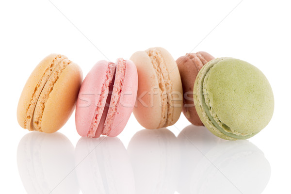 Colorat franceza macarons alb alimente cafea Imagine de stoc © homydesign