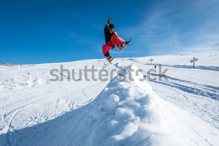 Snowbordos ugrik kék ég ugrás sport hó Stock fotó © homydesign